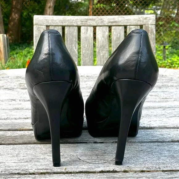 9W Black Leather Platform Pumps - Size 6.5M - Picture 9 of 10